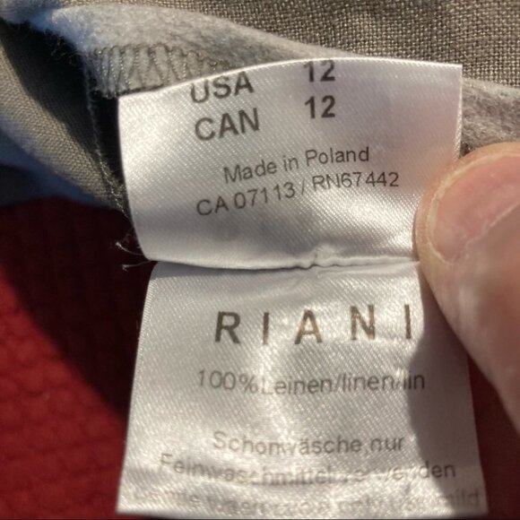 RIANI Sz 12 100% Linen Knee Length Unlined Pockets Zipper Closure Dress - Picture 8 of 9